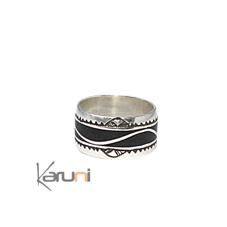 Bague Anneau Alliance homme/femme Argent Ebène KARUNI 1087