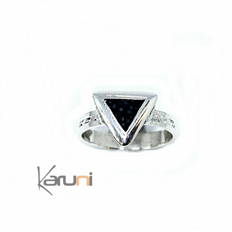 Bague Argent Galuchat triangle 1160