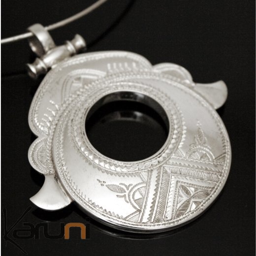 Collier Pendentif en Argent 30 Grand Rond Tête de Déesse