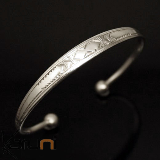 Bijoux Touareg Ethniques Bracelet en Argent Large Ebène Homme/Femme 17