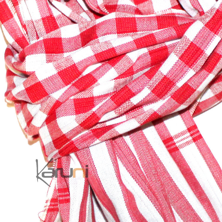 Krama Cheche Foulard Echarpe Coton Homme Femme Cambodge Bassac Sarany Shop Carreaux Rose Rouge Blanc 160x60 Cm