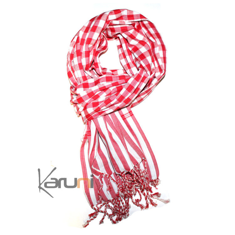 Krama Cheche Foulard Echarpe Coton Homme Femme Cambodge Bassac Sarany Shop Carreaux Rose Rouge Blanc 160x60 Krama Cheche Foulard Echarpe Coton Homme Femme Cambodge Bassac Sarany Shop Carreaux Rose Rouge Blanc 160x60