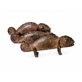 Caméléon Bronze Dogon – Sculpture Artisanale Africaine Fait Main Cameleon bronze Dogon