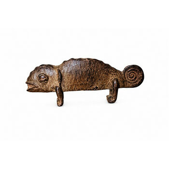 Caméléon Bronze Dogon – Sculpture Artisanale Africaine Fait Main Cameleon bronze Dogon