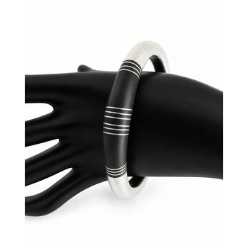 Bracelet Jonc Argent 925 Ébène – Manchette Bimatière Fait Main, Bijou Créateur Bracelet Ethnique Argent Massif 925 et Ébène, Manchette Artisanale Africaine, Bijou Unique Élégant