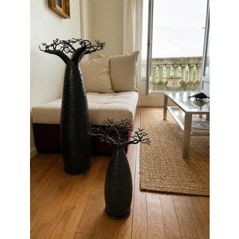 Baobab Métal Fait Main – Porte Bijoux Arbre de Vie – Sculpture Métal Artisanale Madagascar 37 cm Grand Baobab Métal Noir – Sculpture Africaine Artisanale – Décoration Intérieure Bohème et Ethnique