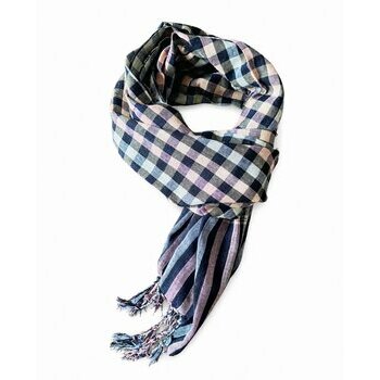 Krama Cambodgien Coton Tissé Main – Foulard Carreaux Marine Lavande, Écharpe Ethnique Multiusage oulard-ethnique-krama-carreaux-marine-blanc-lavande-tisse-main