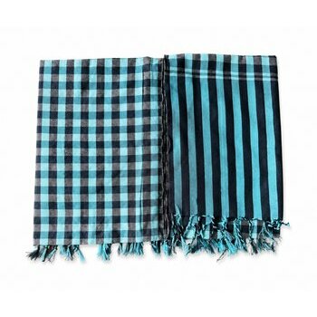 Krama Cambodge Bleu Turquoise et Marine 175 x 95 cm – Écharpe Artisanale en Coton Écharpe Traditionnelle Cambodge Bleu Cyan – Textile Ethnique Tissé Main
