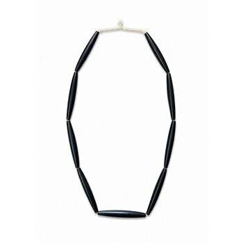Collier Long Ébène Africain – 9 Grandes Perles Fuselées Artisanales Collier Sautoir en Ébène Véritable – 9 Grandes Perles Sculptées Main