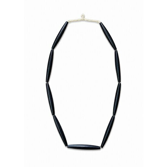 Collier Long Ébène Africain – 9 Grandes Perles Fuselées Artisanales Collier Sautoir en Ébène Véritable – 9 Grandes Perles Sculptées Main