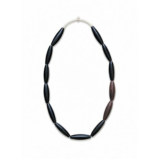 Collier Ébène Naturel 13 Perles Sculptées – Bijou Ethnique Chic Bois Précieux Sautoir Bois d'Ébène Africain – Collier Artisanal Noir Élégant
