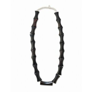 Collier Ébène Véritable 19 Perles Sculptées – Sautoir Artisanal Bois Précieux Collier Long en Bois d'Ébène Véritable – 19 Perles Artisanales