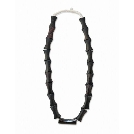 Collier Ébène Véritable 19 Perles Sculptées – Sautoir Artisanal Collier Long en Bois d'Ébène Véritable – 19 Perles Artisanales