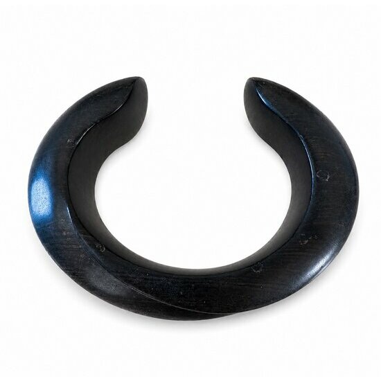 Bracelet Manchette Ébène du Mali – Jonc Ouvert Bois Noir Sculpté Main Jonc Ouvert en Bois d’Ébène – Bracelet Noir Naturel Fait Main