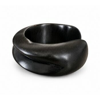 Bracelet Manchette Ébène du Mali – Jonc Ouvert Bois Noir Sculpté Main Bracelet Large Ébène Sculpté – Manchette Artisanale Bois Précieux