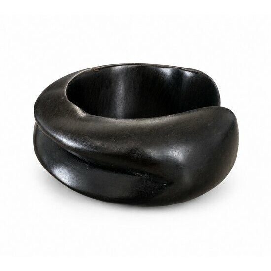 Bracelet Manchette Ébène du Mali – Jonc Ouvert Bois Noir Sculpté Main Bracelet Large Ébène Sculpté – Manchette Artisanale Bois Précieux
