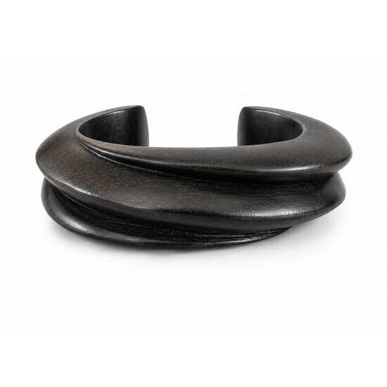 Bracelet Manchette &Eacute;b&egrave;ne du Mali � Jonc Ouvert Bois Noir Sculpt&eacute; Main