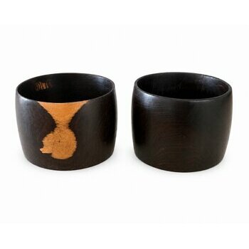 Bracelet Large Ébène Véritable – Manchette Bois Noir Profil Haut Bracelets Ébène Artisanaux – Bois Noir Naturel et Veinage Brun