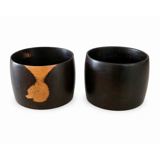 Bracelet Large Ébène Véritable – Manchette Bois Noir Profil Haut Bracelets Ébène Artisanaux – Bois Noir Naturel et Veinage Brun