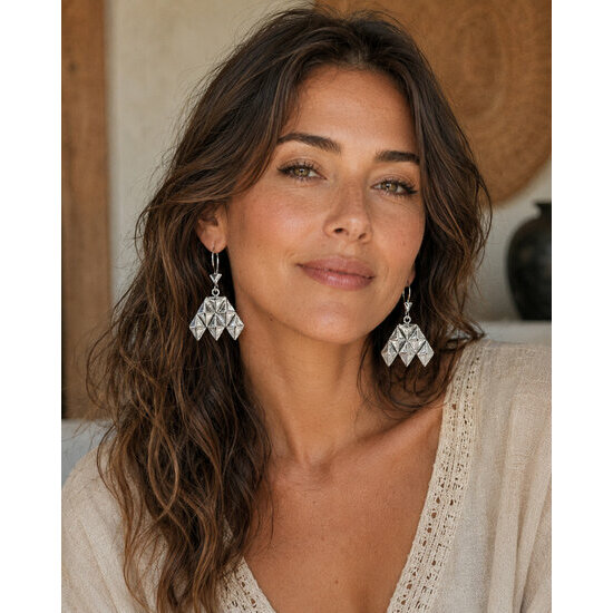 Boucles d'Oreilles Argent 925 Inspiration Touareg – Bijou Bohème Chic Fait Main Boucles Argent 925 Inspiration Touareg Portées – Bijou Bohème Chic Femme