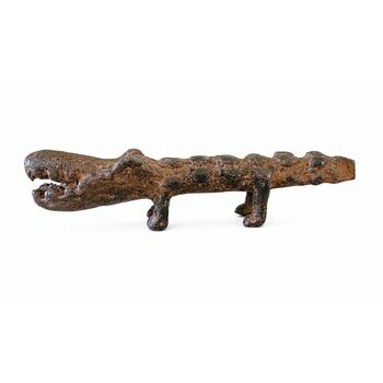 Crocodile Dogon en Bronze – Petite Sculpture Africaine Artisanale Sculpture Crocodile Bronze Dogon – Objet d’Art Africain Patiné