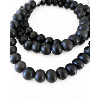 Collier Perles d'Ébène – Sautoir Bois Noir Naturel 80 cm Perles d’Ébène Naturel – Détail Collier Bois Noir Artisanal