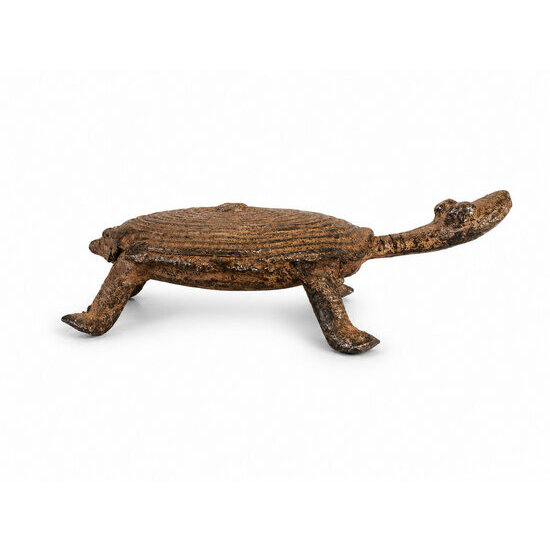 Tortue Dogon en Bronze – Petite Sculpture Africaine à Patine Cuivrée Tortue Dogon Bronze Patiné – Sculpture Totem Africaine pour Décoration Naturelle