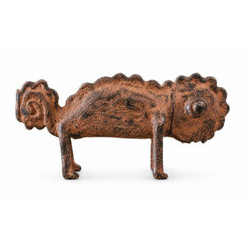 Caméléon Dogon en Bronze – Sculpture Africaine Animalière Artisanale Petit Caméléon en Bronze – Objet d’Art Africain Animalier