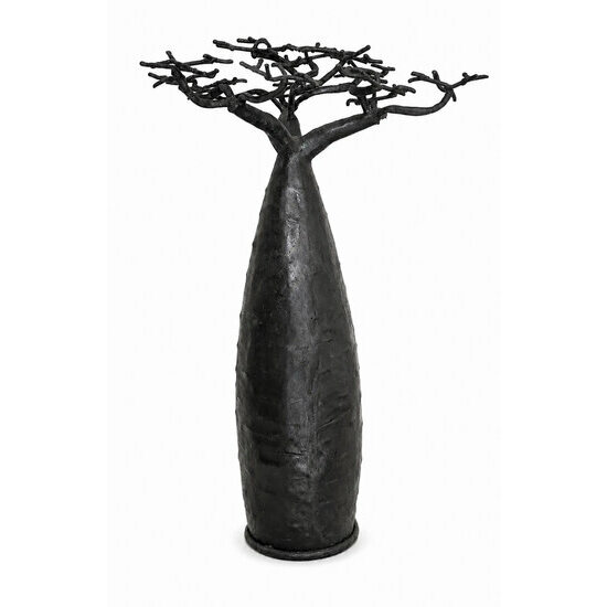Arbre Baobab Noir en Métal Recyclé – Sculpture Artisanale Décorative 50 cm Baobab Noir en Métal Fait Main – Arbre Décoratif Ethnique 50 cm