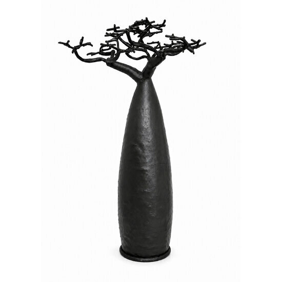Arbre Baobab Noir en Métal Recyclé – Sculpture Artisanale Décorative 50 cm Sculpture Arbre Baobab Métal Noir – Objet Déco Naturel et Design