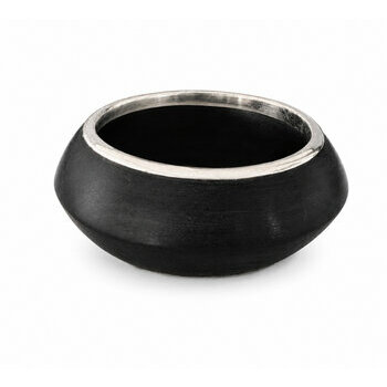 Bracelet Jonc Ébène & Argent Massif 925 – Design Noir Sculptural Jonc Ébène Noir et Argent Massif 925 – Bracelet Design Sculptural