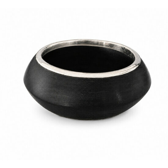 Bracelet Jonc Ébène & Argent Massif 925 – Design Noir Sculptural Jonc Ébène Noir et Argent Massif 925 – Bracelet Design Sculptural