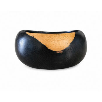 Bracelet Galet en Ébène Massif – Manchette Bicolore Bois Naturel Fait Main Manchette Ébène Massif Bicolore – Bracelet Galet Fait Main
