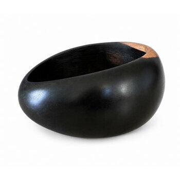 Bracelet Galet en Ébène Massif – Manchette Bicolore Bois Naturel Fait Main Bracelet Bois d’Ébène Forme Organique – Bijou Noir Contemporain