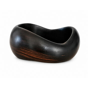 Bracelet Vague en Ébène Massif – Manchette Asymétrique Façonnée Main Jonc Ébène au Profil Ondulé – Bracelet Contemporain en Bois Précieux