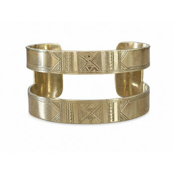 Bracelet Touareg en Laiton Gravé – Manchette Artisanale Signée Bracelet Touareg en Laiton Gravé – Manchette Artisanale Double Bande
