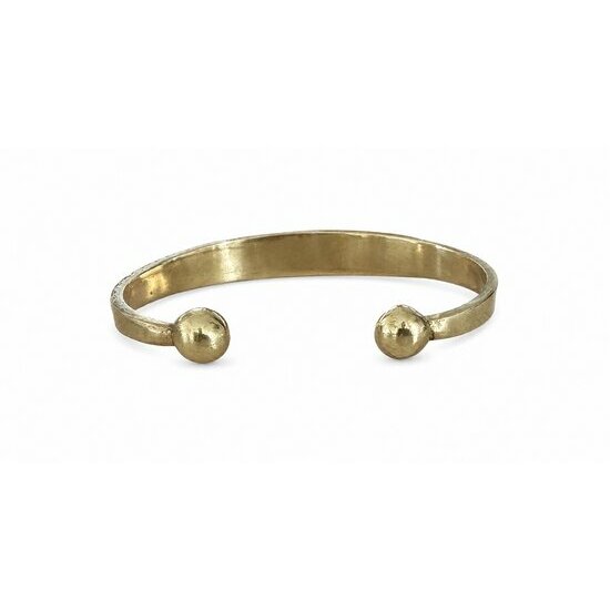 Bracelet Touareg en Laiton Gravé Main – Jonc Ajustable à Embouts Sphériques Bracelet Ouvert Touareg en Laiton – Vue Intérieure et Fermeture Réglable