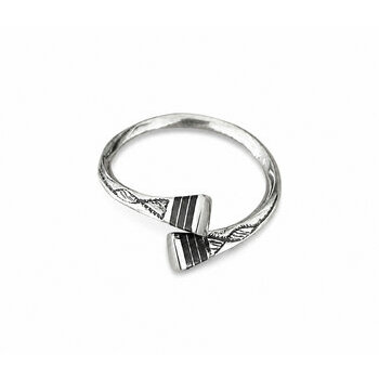 Bague Touareg Croisée en Argent – Anneau Réglable Gravé Main