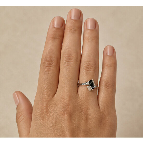 Bague Touareg Croisée en Argent – Anneau Réglable Gravé Main