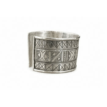 Bracelet Touareg Argent 925 Bijou d'exception – Manchette Gravée Signée Bracelet Touareg Argent 925 sur Commande – Manchette Ajustable de Collection