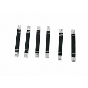 6 Repose-Couteaux Touareg Argent & Ébène – Art de la Table avec Boîte Cuir Repose-Couteaux Ébène et Argent Gravé – Accessoires de Table Artisanaux