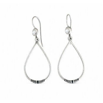 Boucles d'Oreilles Goutte Argent 925 & Ébène – Pendants Fins Fait Main Boucles Pendantes Argent et Ébène – Forme Goutte 6 cm