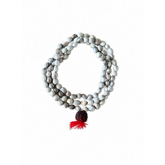 Mala en Graines Naturelles & Rudraksha – Collier de Méditation Fait Main Mala en Larmes de Job et Rudraksha – Bijou Spirituel du Népal