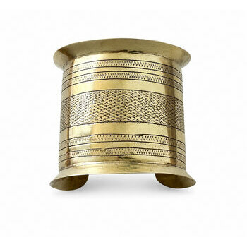 Manchette Touareg Large en Laiton Grav� Main � Bracelet Artisanal Sign�