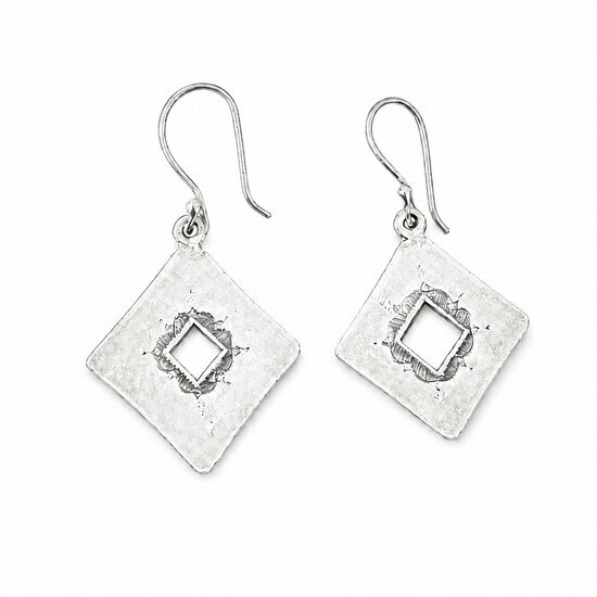 Boucles d�Oreilles Carr�es Argent 925 � Bijou G�om�trique Fait Main