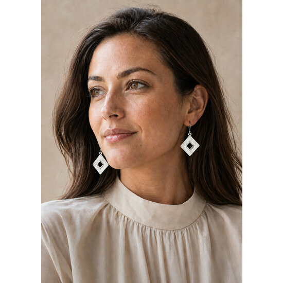 Boucles Carr�es Argent 925 Port�es � Pendants G�om�triques Femme