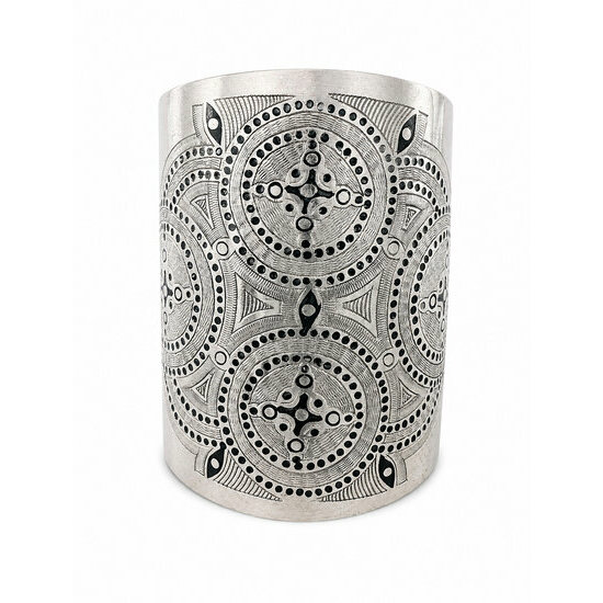 Manchette Large Mauritanienne � Bracelet Argent� � Motifs Grav�s