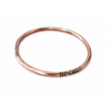 Bracelet en Cuivre Massif Recyclé – Jonc Gravé Main Artisanal Jonc Cuivre Massif Recyclé – Bracelet Femme Fin Gravé à la Main