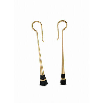 Boucles d'Oreilles Pendantes Laiton & Ébène – Bijou Touareg Fait Main Boucles Pendantes Dorées Femme – Laiton Ébène Style Touareg 6 cm