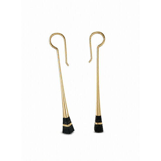 Boucles d'Oreilles Pendantes Laiton & Ébène – Bijou Touareg Fait Main Boucles Pendantes Dorées Femme – Laiton Ébène Style Touareg 6 cm